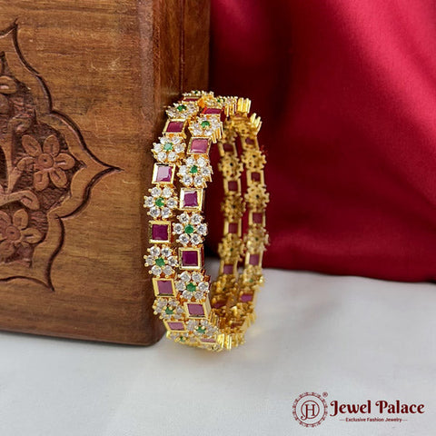 Beautiful Gold Plated High Quality Brass Premium Bangles Set Of 2