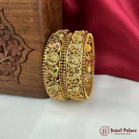 Beautiful Gold Plated High Quality Brass Premium Bangles Set Of 2