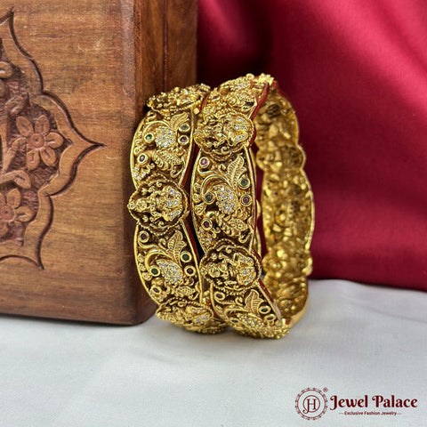 Beautiful Gold Plated High Quality Brass Premium Bangles Set Of 2