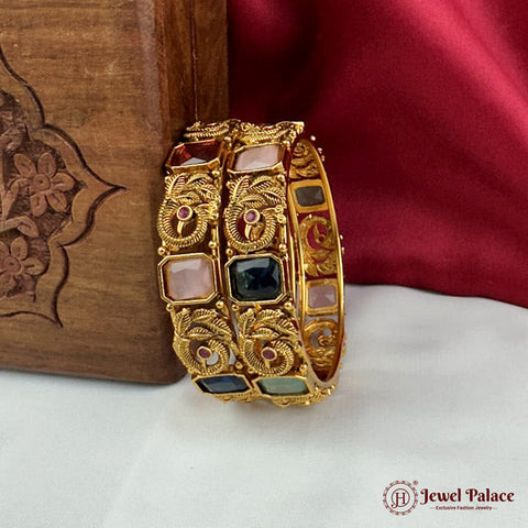 Beautiful Gold Plated High Quality Brass Premium Bangles Set Of 2