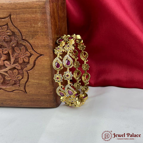 Beautiful Gold Plated High Quality Brass Premium Bangles Set Of 2