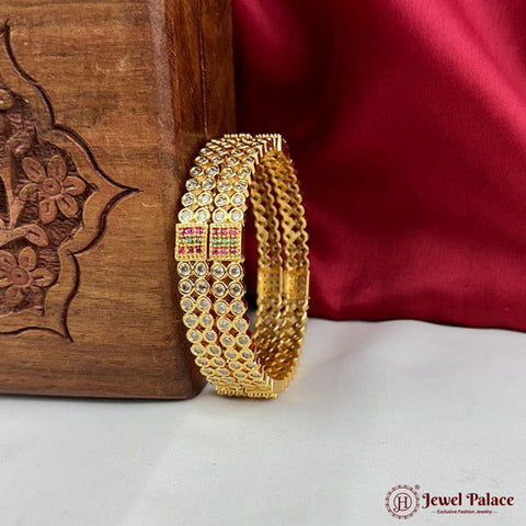 Beautiful Gold Plated High Quality Brass Premium Bangles Set Of 2