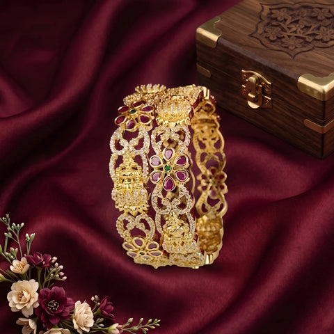 Beautiful Gold Plated High Quality Brass Premium Bangles Set Of 2