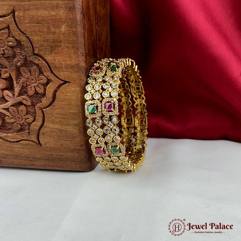 Beautiful Gold Plated High Quality Brass Premium Bangles Set Of 2