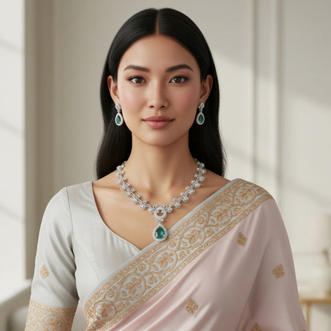 Sparkling AD Stone Premium Quality Necklace JH7008