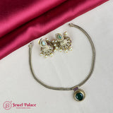 Premium Brass AD Stone Pearls Necklace Set JH7024