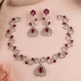 Premium Brass AD Stone Pearls Necklace Set JH7025