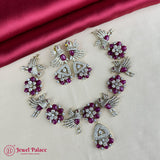 Premium Brass AD Stone Pearls Necklace Set JH7026