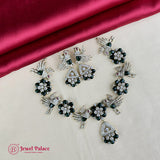 Premium Brass AD Stone Pearls Necklace Set JH7026