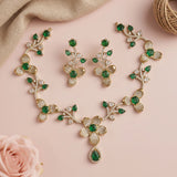 Premium Brass AD Stone Pearls Necklace Set JH7027