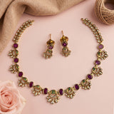Premium Brass AD Stone Pearls Necklace Set JH7029