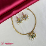 Premium Brass AD Stone Pearls Necklace Set JH7038