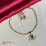 Premium Brass AD Stone Pearls Necklace Set JH7039