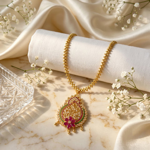 Micro Gold Plated Impon Attigai Necklace Jewellery  JH710