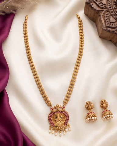 Beautiful Gold Plated Kemp Stones Temple Haram Set  JH7114