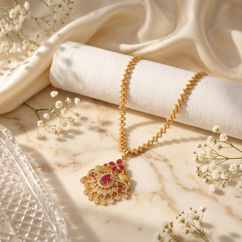 Micro Gold Plated Impon Attigai Necklace Jewellery  JH711