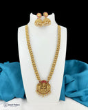 Beautiful Gold Plated Kemp Stones Temple Haram Set  JH7120