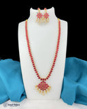 Beautiful Gold Plated Kemp Stones Temple Haram Set  JH7125