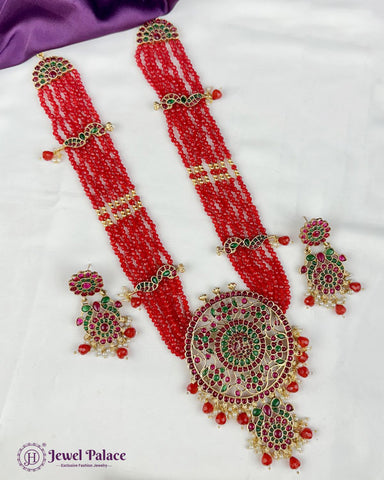 Royal Beaded Long Haram with Grand Pendant JH7126
