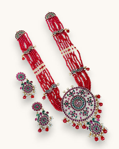 Royal Beaded Long Haram with Grand Pendant JH7126