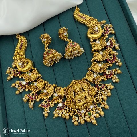 Beautiful Antique Gold Finish Temple Necklace Set JH7178