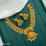 Premium Antique Gold Finish Temple Necklace Set with Lakshmi Motifs JH7190