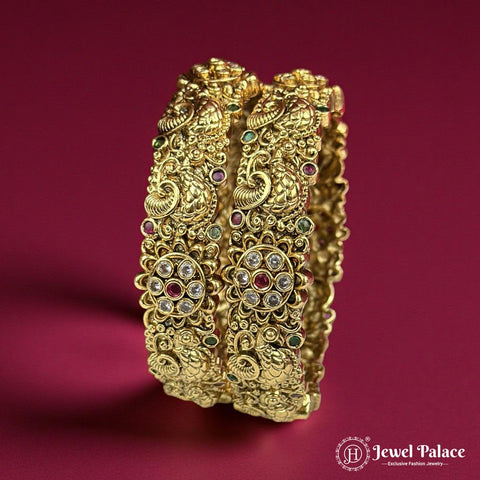 Beautiful Gold Plated High Quality Brass Premium Bangles JH7192 (Set of 2)