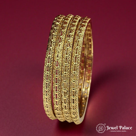 Beautiful Gold Plated High Quality Brass Premium Bangles JH7195 (Set of 4)