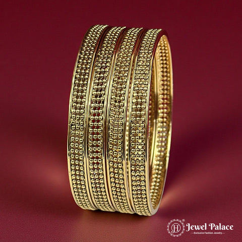 Beautiful Gold Plated High Quality Brass Premium Bangles JH7198 (Set of 4)