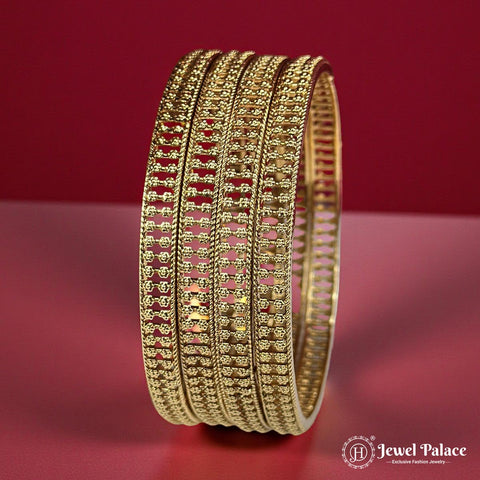 Beautiful Gold Plated High Quality Brass Premium Bangles JH7200 (Set of 4)