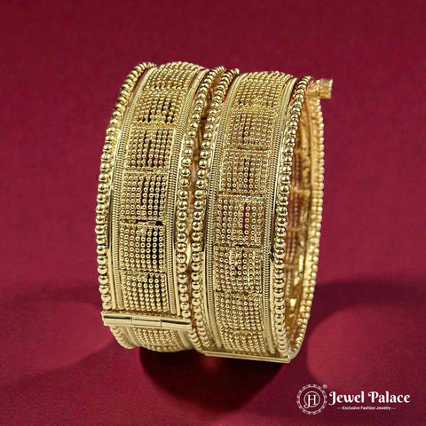Beautiful Gold Plated High Quality Brass Premium Bangles JH7202 (Set of 2)