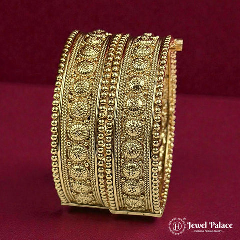 Beautiful Gold Plated High Quality Brass Premium Bangles JH7204 (Set of 2)