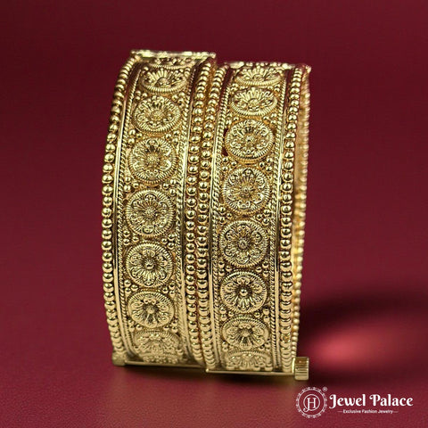 Beautiful Gold Plated High Quality Brass Premium Bangles JH7208 (Set of 2)