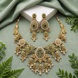 Premium Quality Gold Plated Kundan Necklace Set JH7224