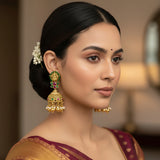 Classic South Indian Lakshmi Jhumkas with Ruby And Green Stones
