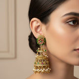 Exclusive Grand Temple Jhumkas With Peacock And Floral Motifs
