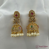 Premium Peacock Motif Antique Gold Jhumka Earrings Bridal Special