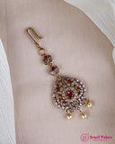 Antique Gold Temple Maang Tikka with Pearl Drops JH7291