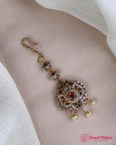 Antique Gold Temple Maang Tikka with Pearl Drops JH7292