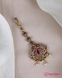Antique Gold Temple Maang Tikka with Pearl Drops JH7294
