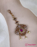 Antique Gold Temple Maang Tikka with Pearl Drops JH7296