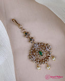 Antique Gold Temple Maang Tikka with Pearl Drops JH7297