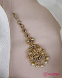 Antique Gold Temple Maang Tikka with Pearl Drops JH7298