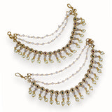Antique Gold Pearl Ear Chain Mattal  South Indian Bridal Style JH7306