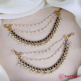 Antique Gold Pearl Ear Chain Mattal  South Indian Bridal Style JH7309