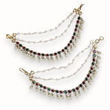 Antique Gold Pearl Ear Chain Mattal  South Indian Bridal Style JH7309