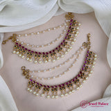 Antique Gold Pearl Ear Chain Mattal  South Indian Bridal Style JH7312