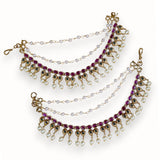 Antique Gold Pearl Ear Chain Mattal  South Indian Bridal Style JH7312
