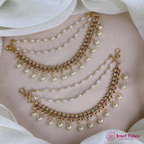 Antique Gold Pearl Ear Chain Mattal  South Indian Bridal Style JH7314