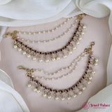 Antique Gold Pearl Ear Chain Mattal  South Indian Bridal Style JH7315
